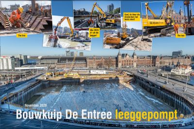 Als een MIJLPAAL boven water: Bouwkuip De Entree helemaal drooggelegd