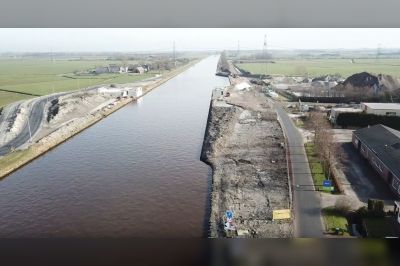 Drone-beelden werkzaamheden Tafelbrug en rondweg Aduard