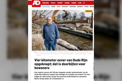 Mooi artikel in AD over opknappen oevers Oude Rijn